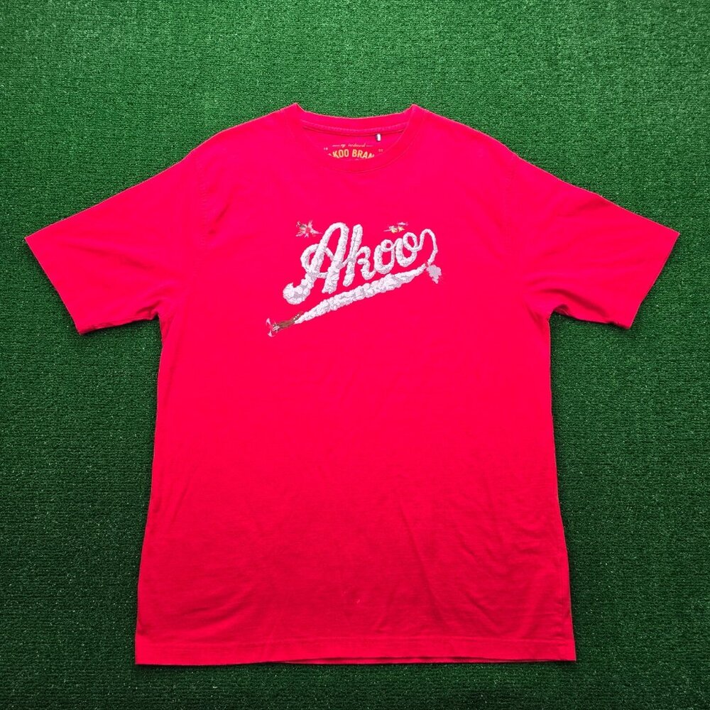 AKOO Tshirt Mens XL Red Short Sleeve Jet Fighter Smoke‎ Graphic Streetwear